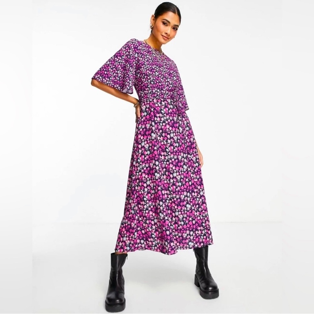 French Connection Purple Floral Midi Dress